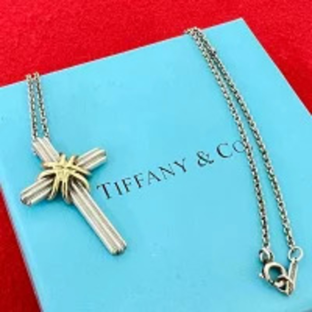 Tiffany Co Signature Cross Necklace Yellow Gold